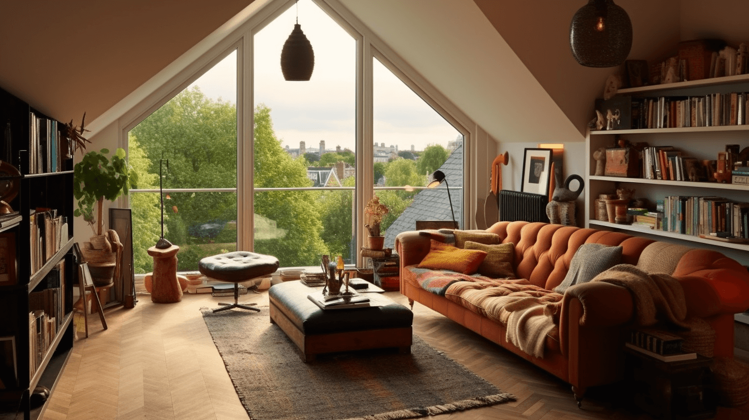 Living room with storage in loft