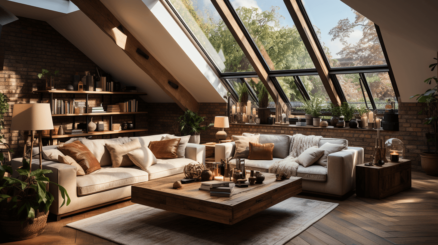 Loft space converted into living room