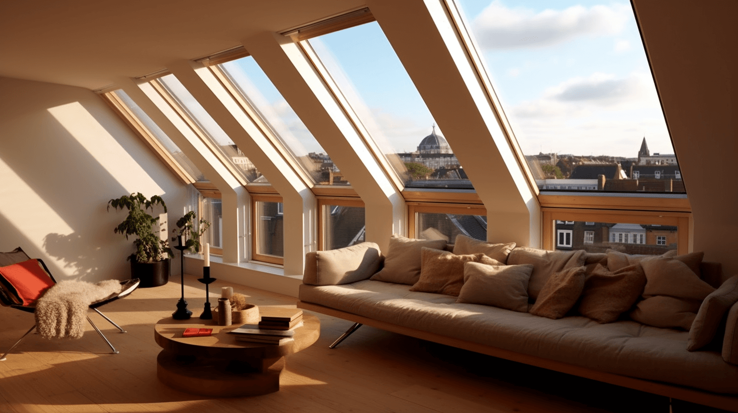 large windows in a attic