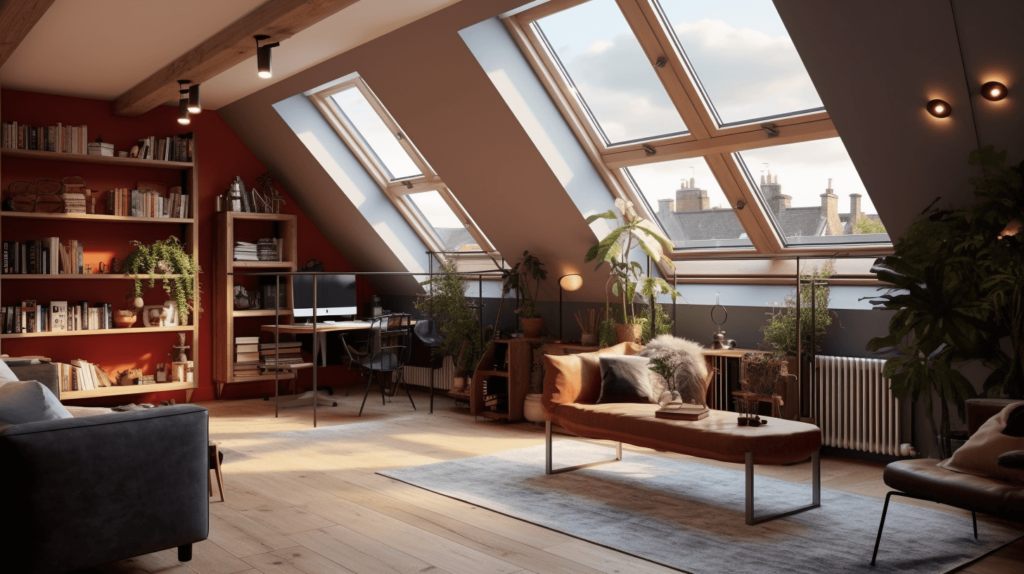 Attic space in top floor of the house